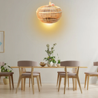 Cane Hanging Lamp with Orb Cane Design