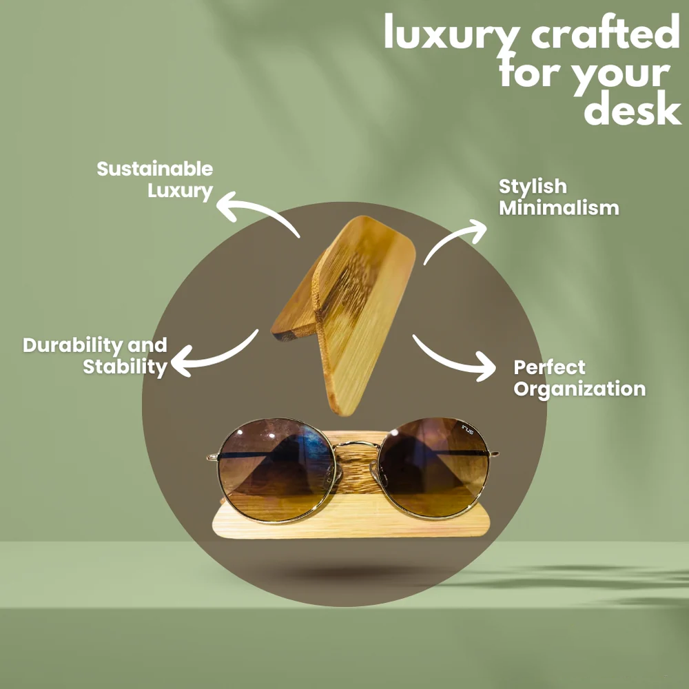 Spectacle Stand Bamboo Eyewear Holder | Modern Desk Organizer