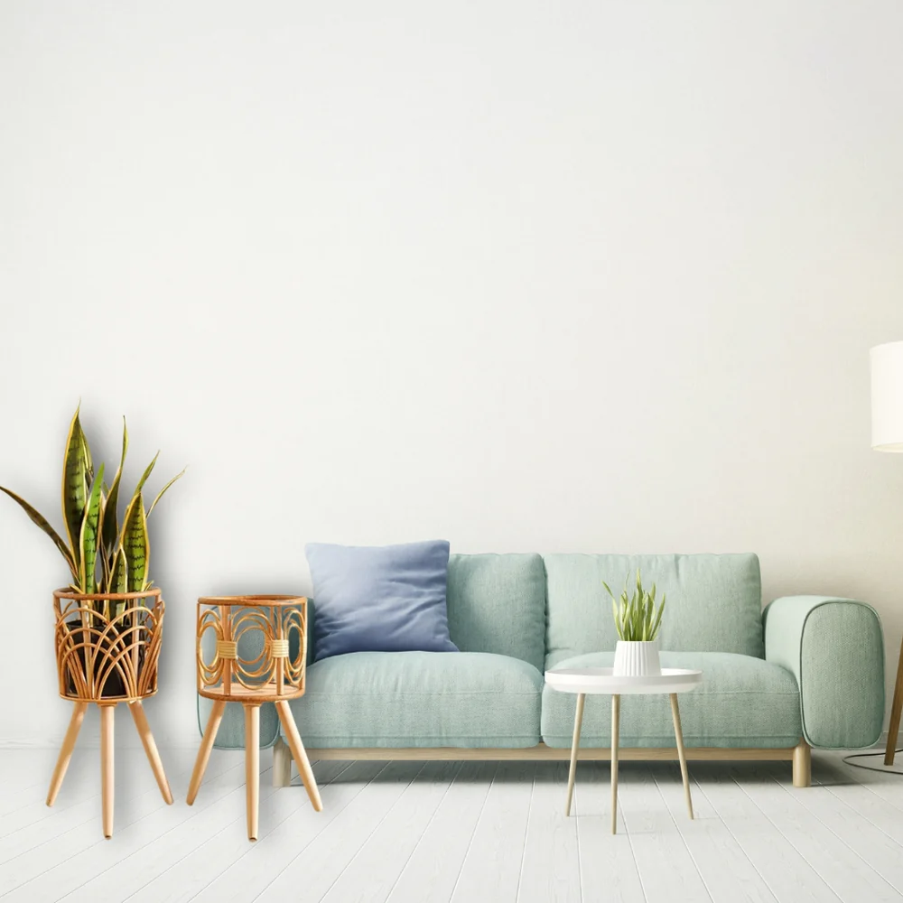 Rattan Plant Stand Trio with Tripod Legs for Decor