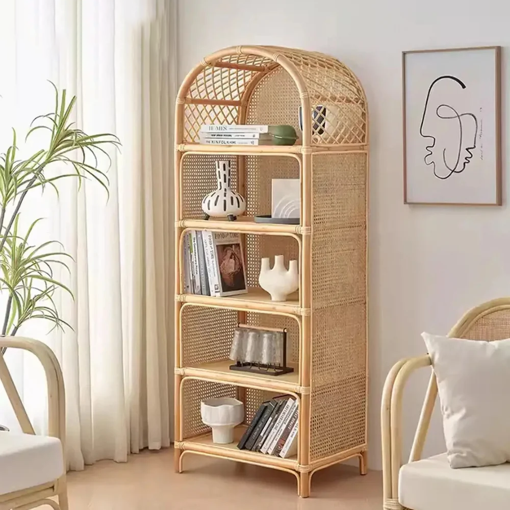 Storage Rack with Weave Wonder Natural Rattan Shelves