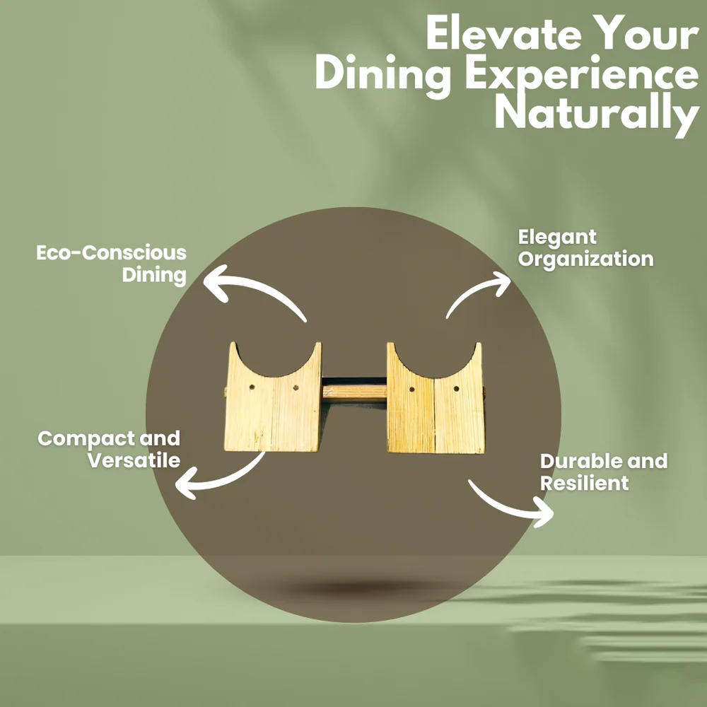 Cutlery Organizer EcoHaven Bamboo Stand Set for Dining Tables (Set of 4)