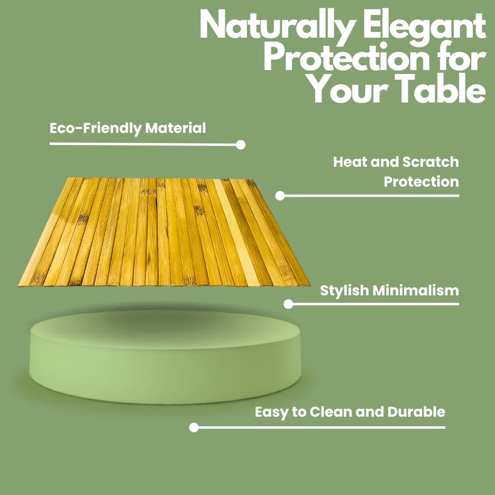 Table Mat Set with Foldable Bamboo Luxe Design (Pack of 2)