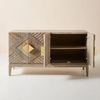 Handcarved Sunrise Sideboard in Washed Grey