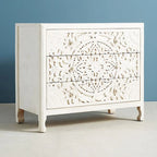 Beautifully Handcarved 3-Drawer White Chest of Drawers