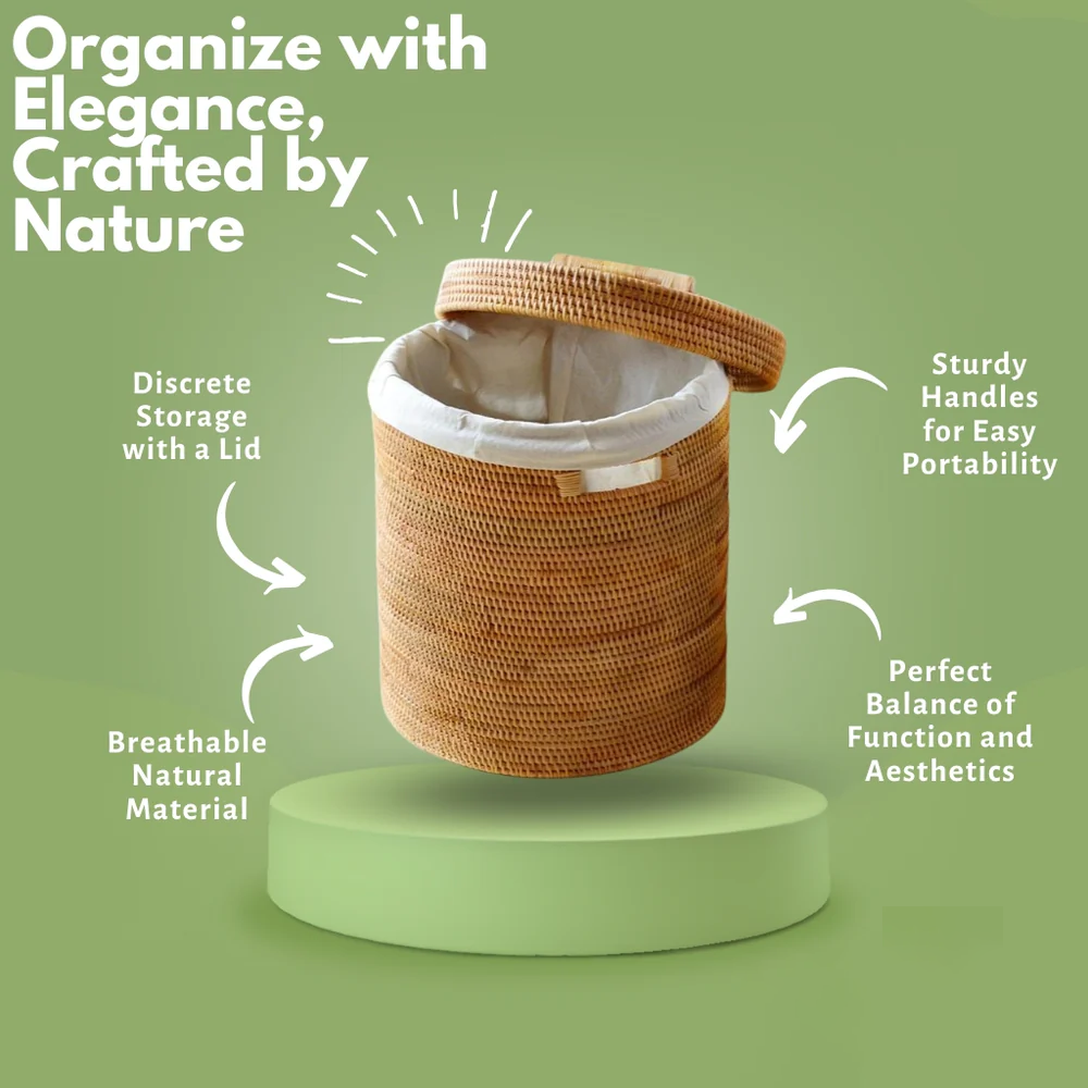 Laundry Basket with Cover | Dirty Dandelion Rattan Storage