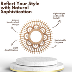Wall Mirror with Rattan Sunburst Design for Homes