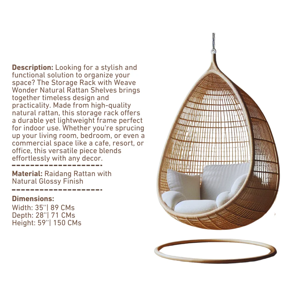 Swing Chair | Suspended Serenity Rattan Cocoon for Indoor & Outdoor