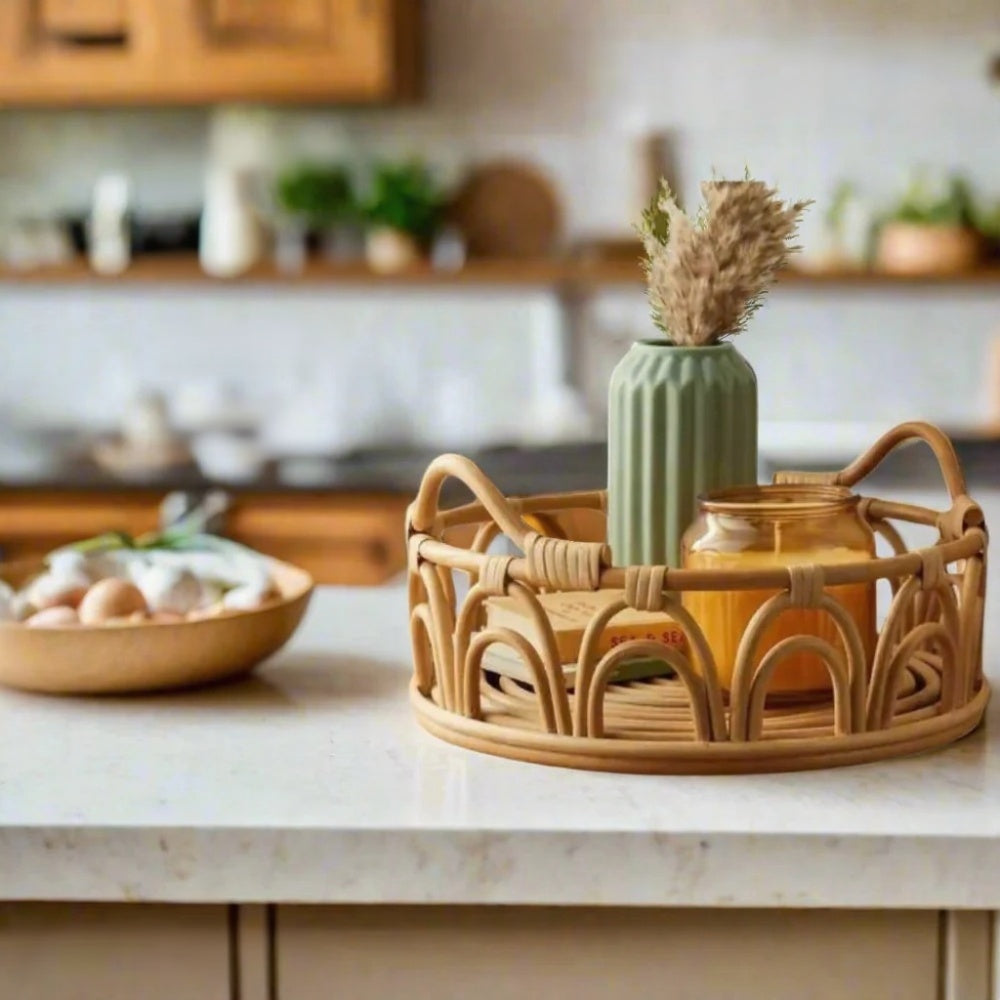 Multipurpose Tray | Vineyard Vigor with Rattan Handles