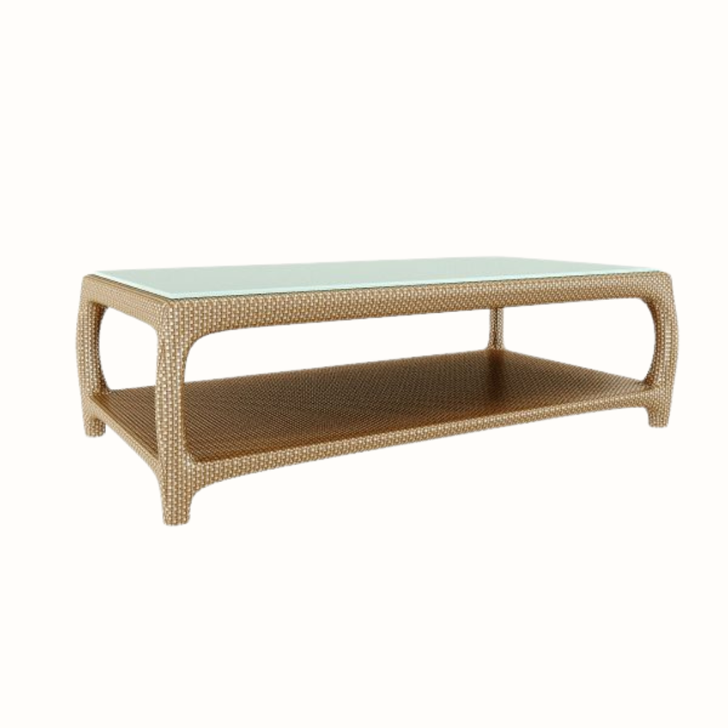 Rectangular glass-top coffee table 135x70 cm