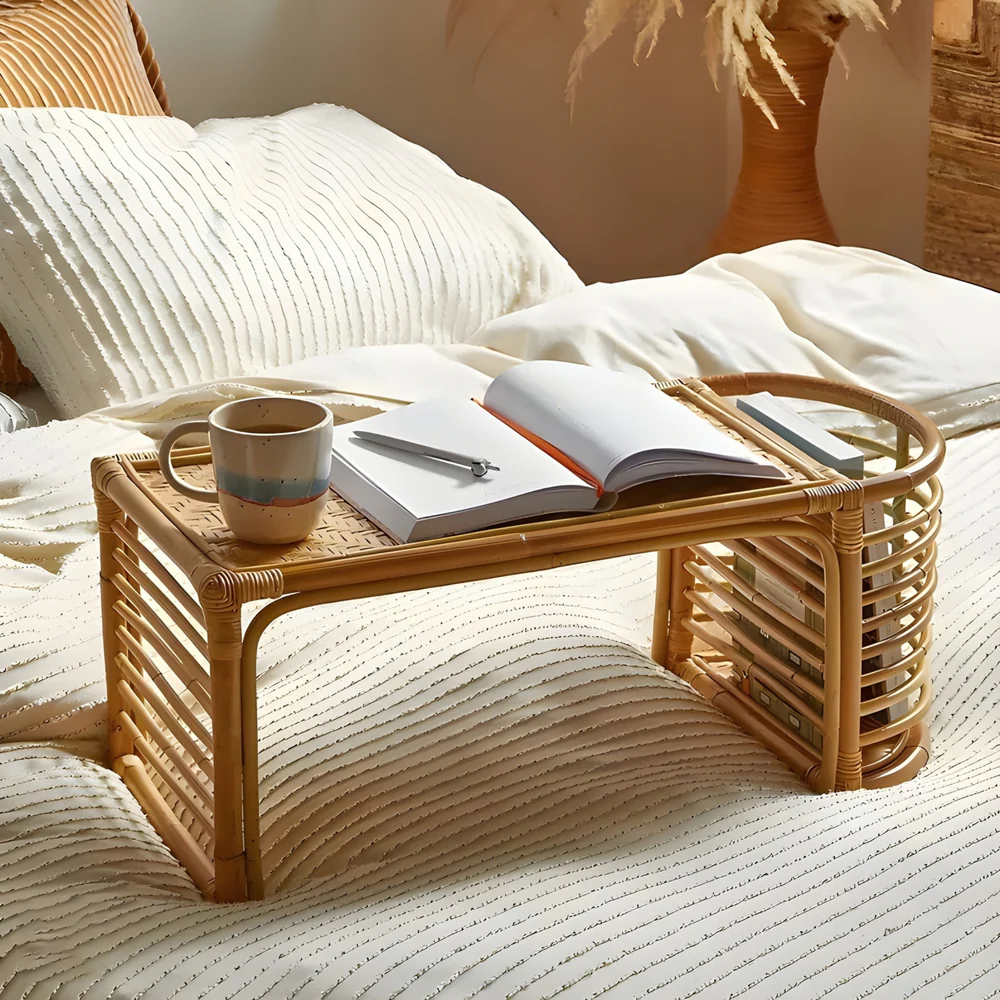 Bed Study Table with Blissful Rattan Design