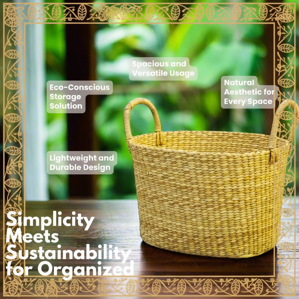 Laundry Basket with Handles | Vedixa Kauna Grass Storage