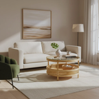 Coffee Table with Circular Chic Design and Natural Rattan (Without Glass)