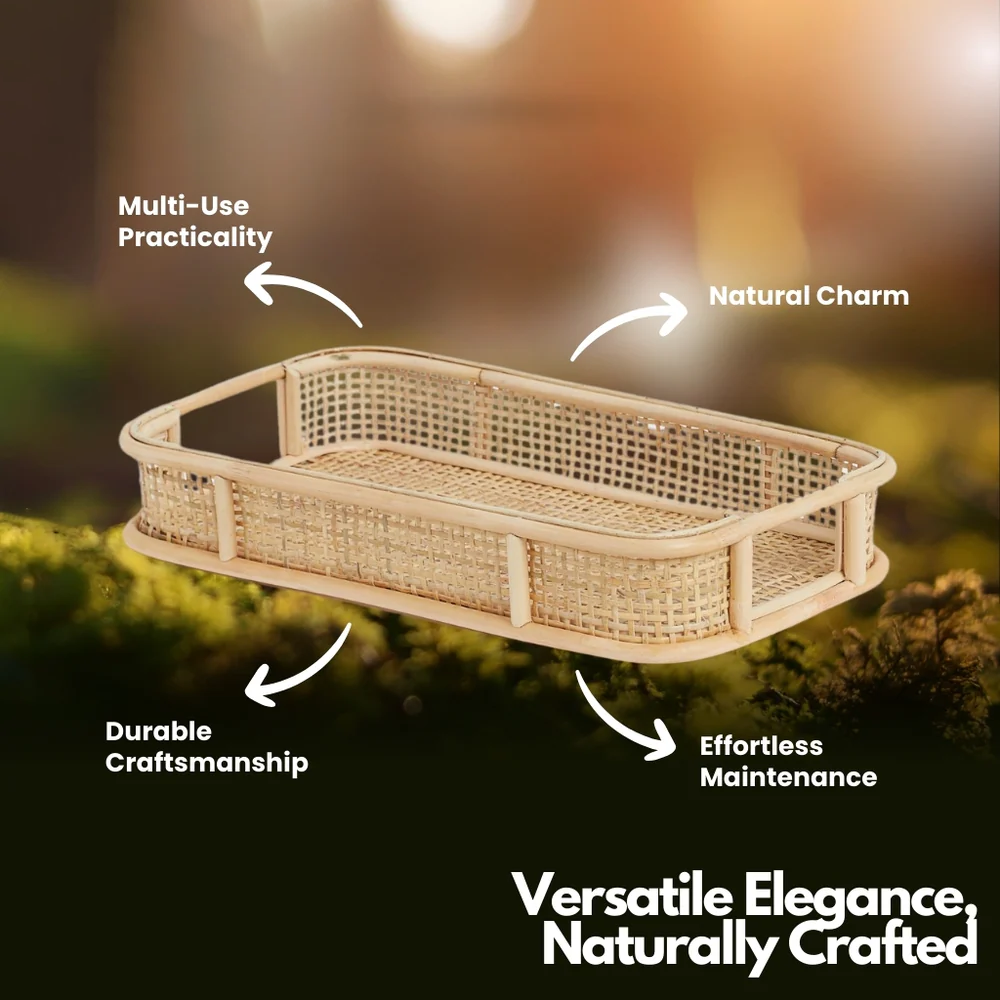 Multipurpose Tray | Snack Shack Splendor with Rattan Handles