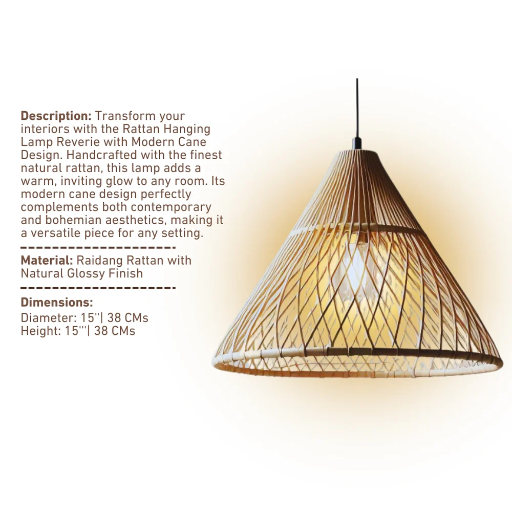 Rattan Hanging Lamp Reverie with Modern Cane Design