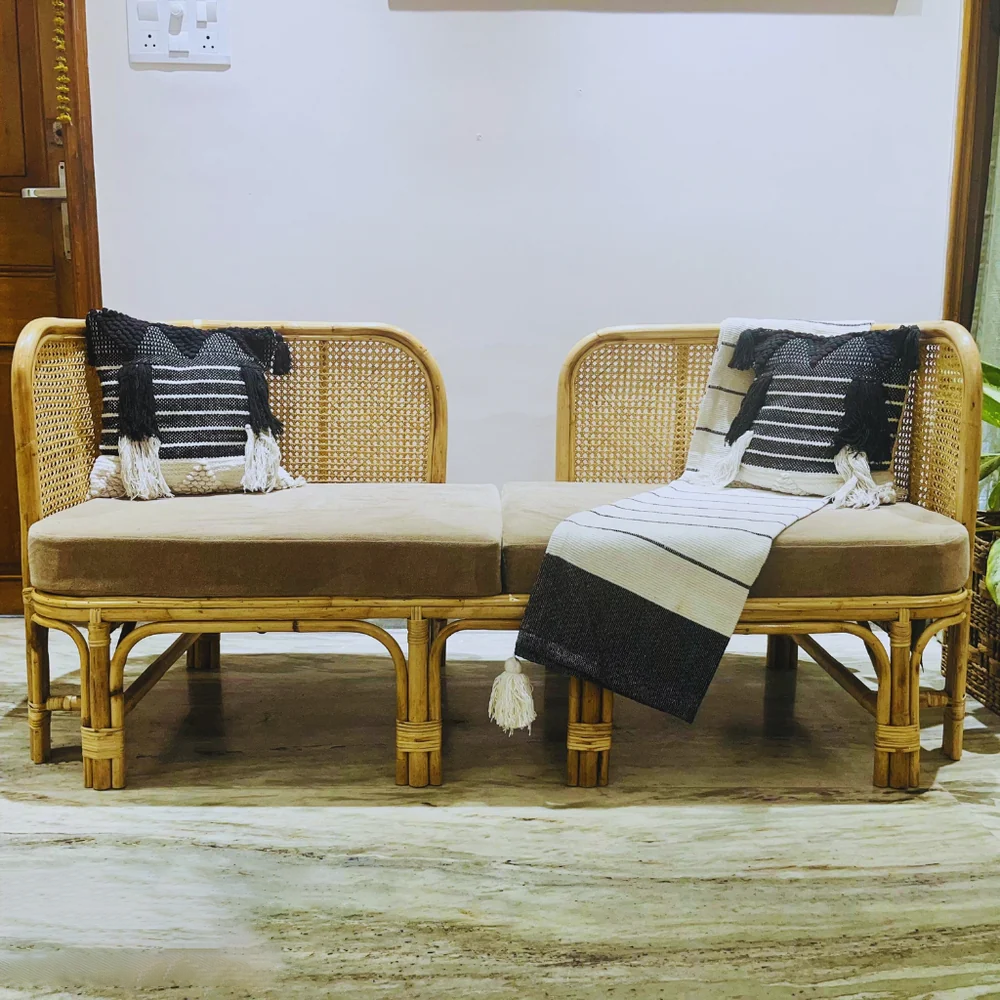 Three Seater Sofa with Whimsy Rattan Design