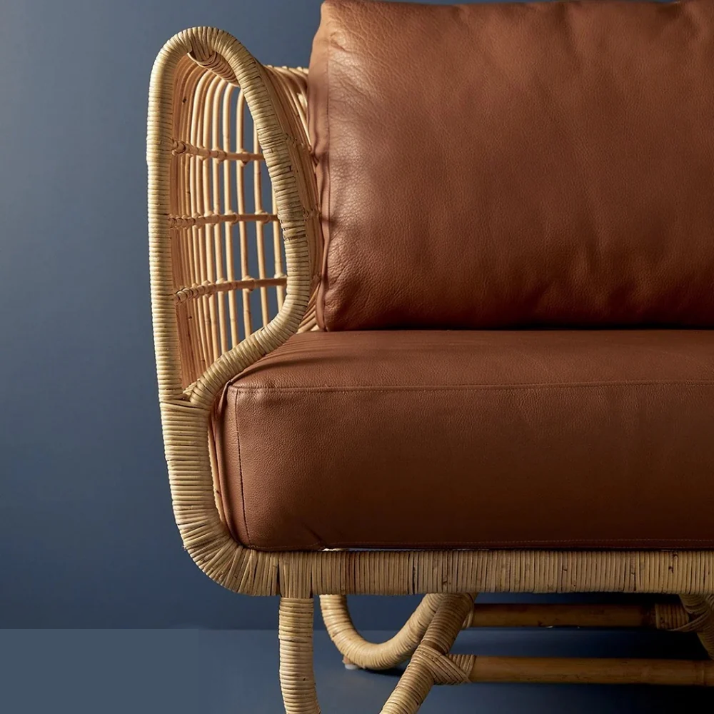 Cane Sofa Set with Curved Rattan Design for Indoor & Outdoor