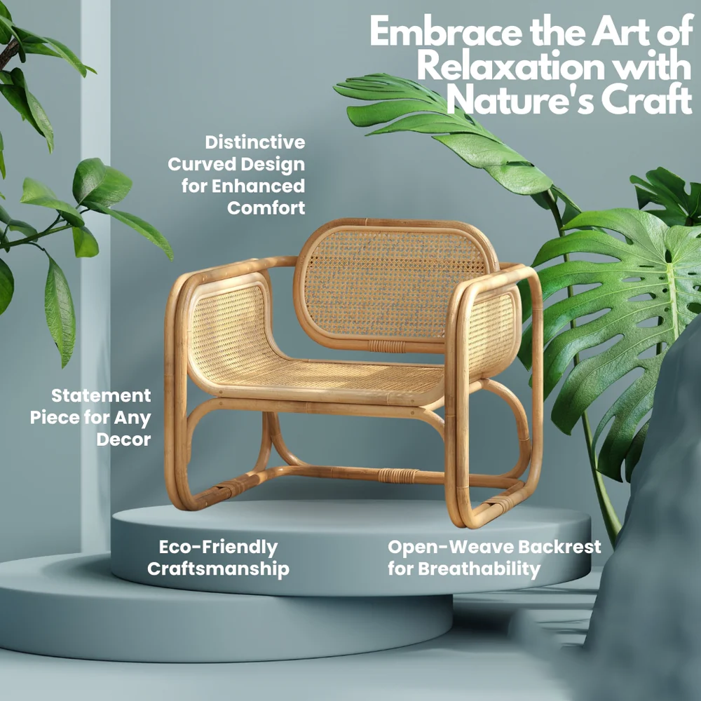 Lounge Chair with Whimsical Rattan Weave for Stylish Comfort