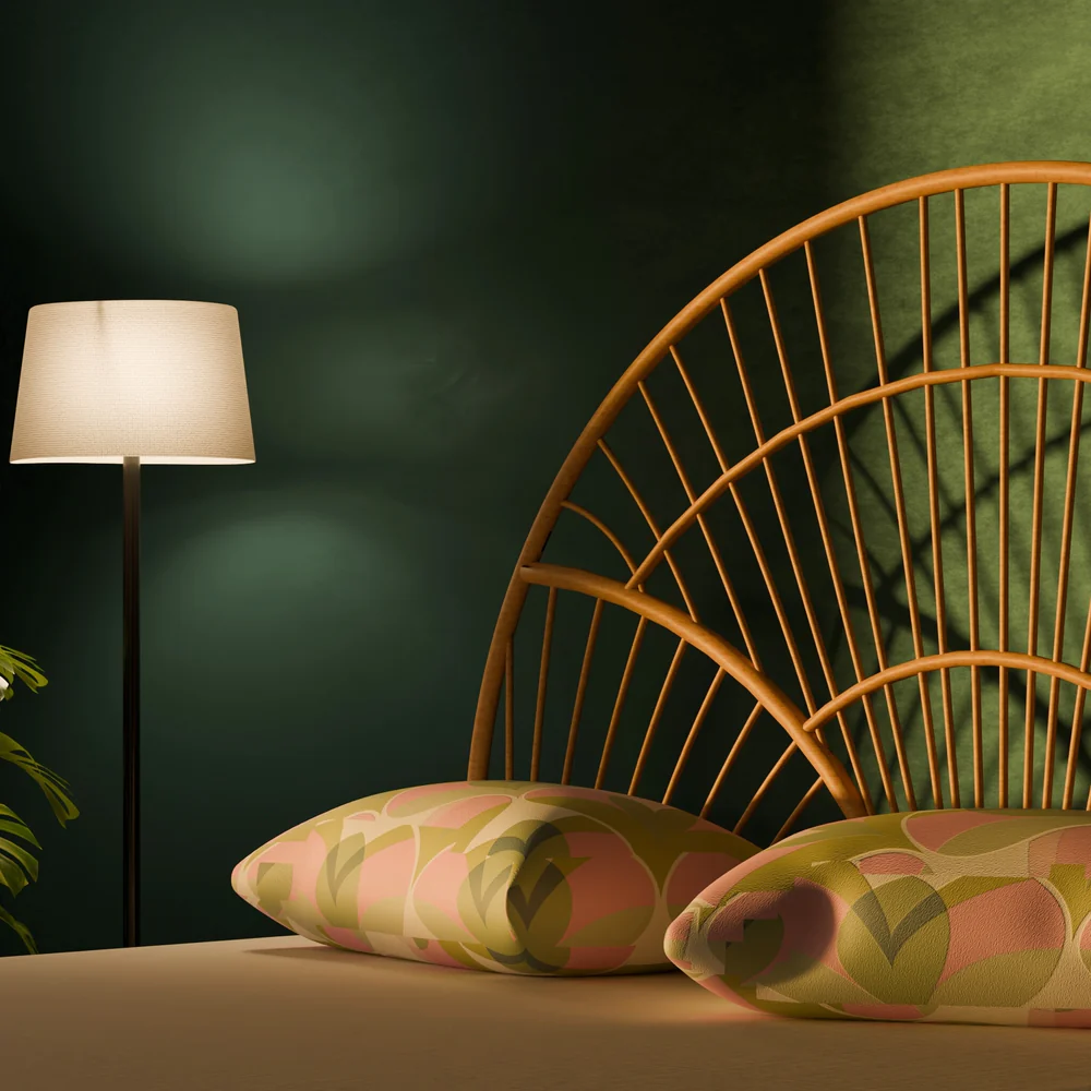 CasaWave Rattan Headboard - Sunburst Cane Design