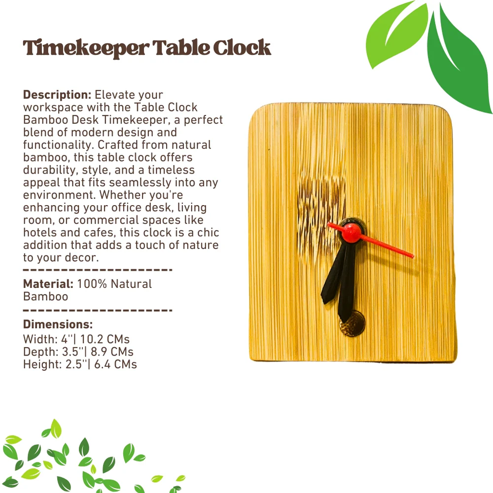 Table Clock Bamboo Desk Timekeeper | Minimalist Decor