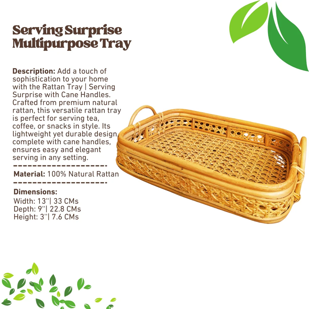 Rattan Tray | Serving Surprise with Cane Handles