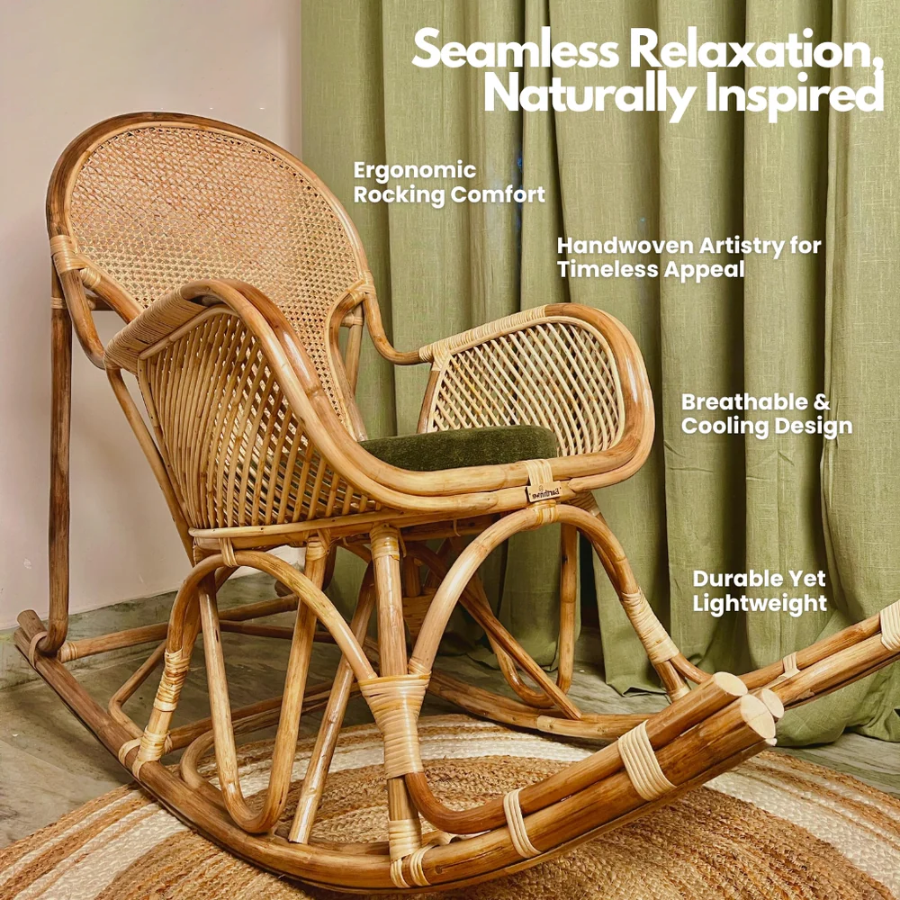 Rattan Rocking Chair | Dreamweave Handwoven Design for Indoors & Outdoors