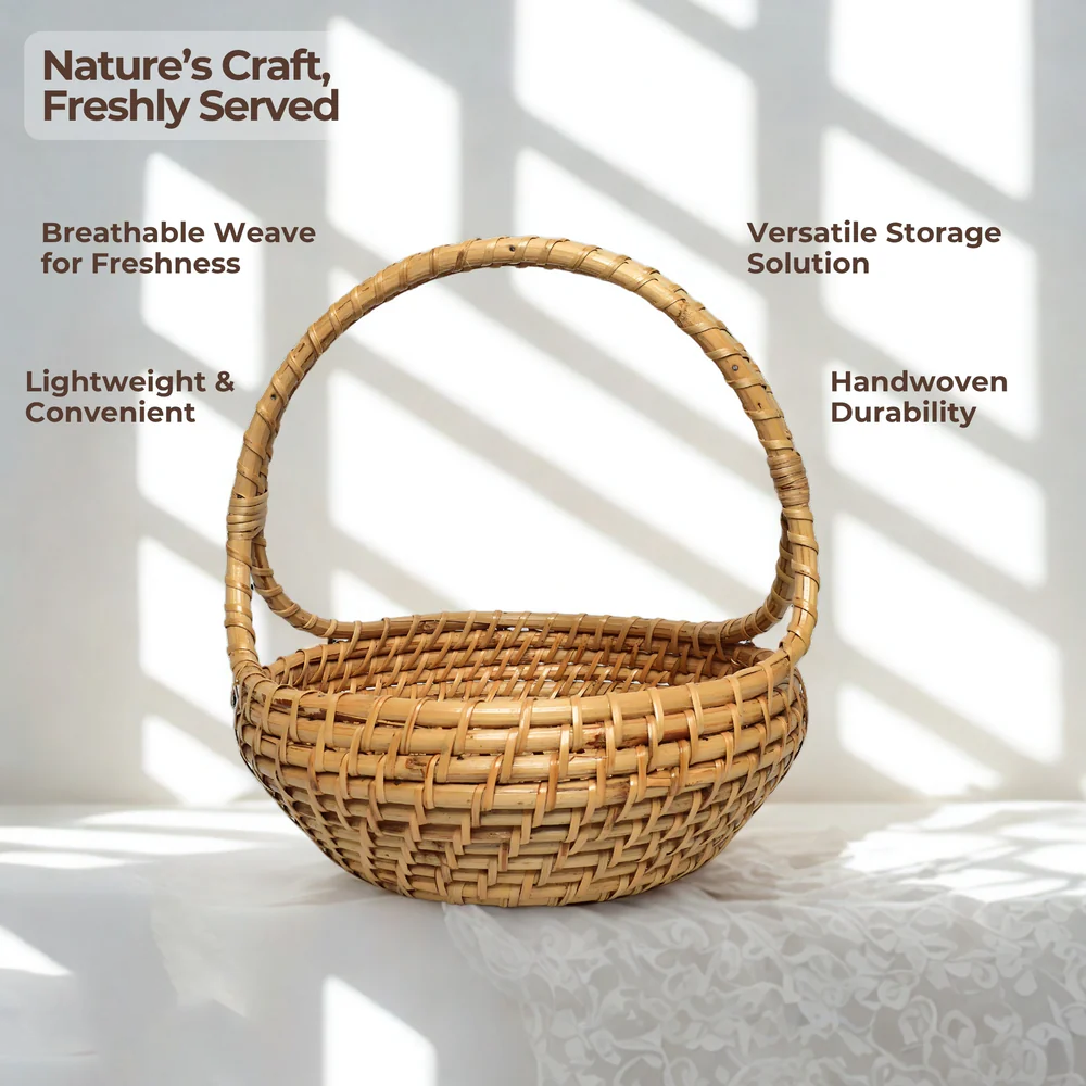 Fiesta - Handcrafted Rattan Basket with Handle