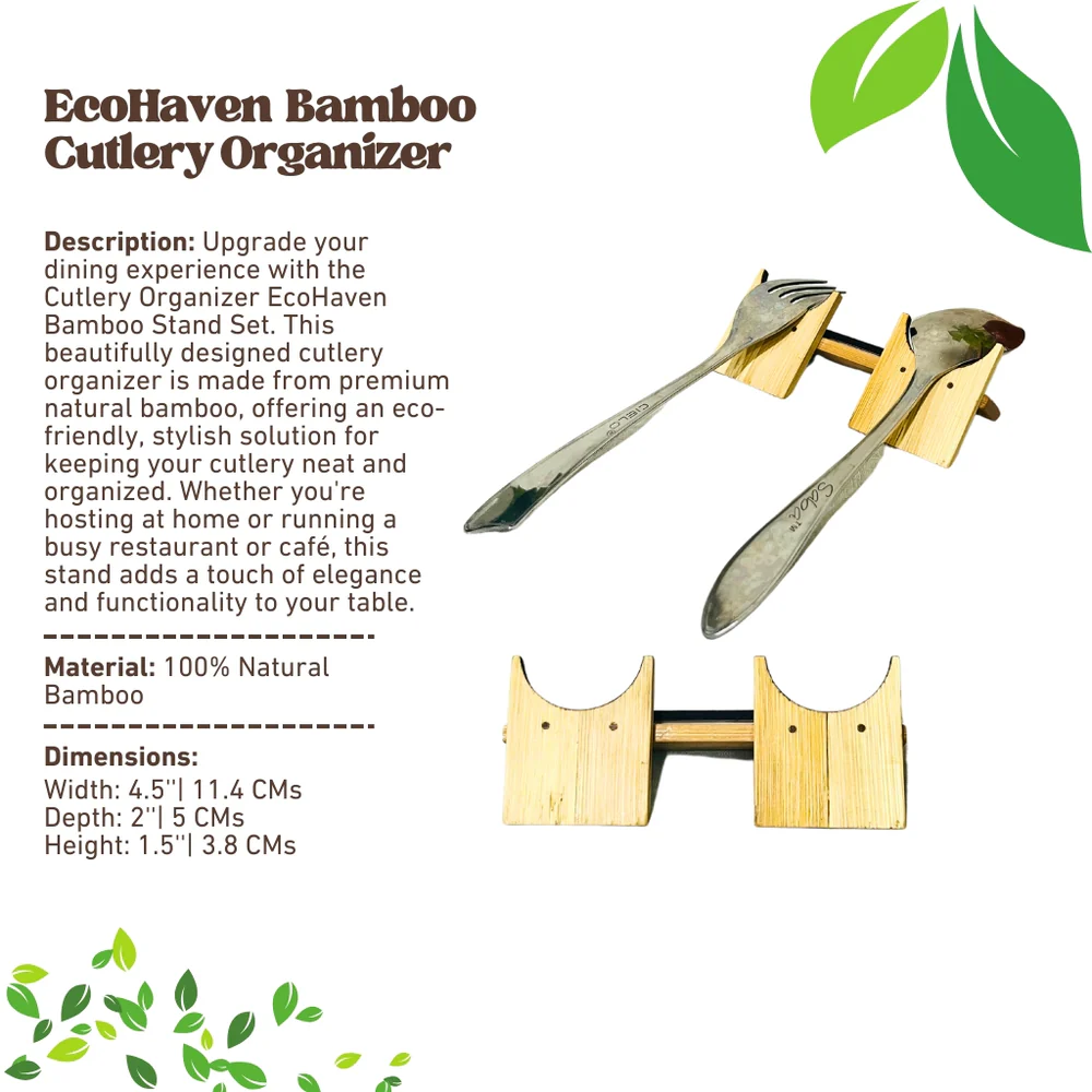 Cutlery Organizer EcoHaven Bamboo Stand Set for Dining Tables (Set of 4)