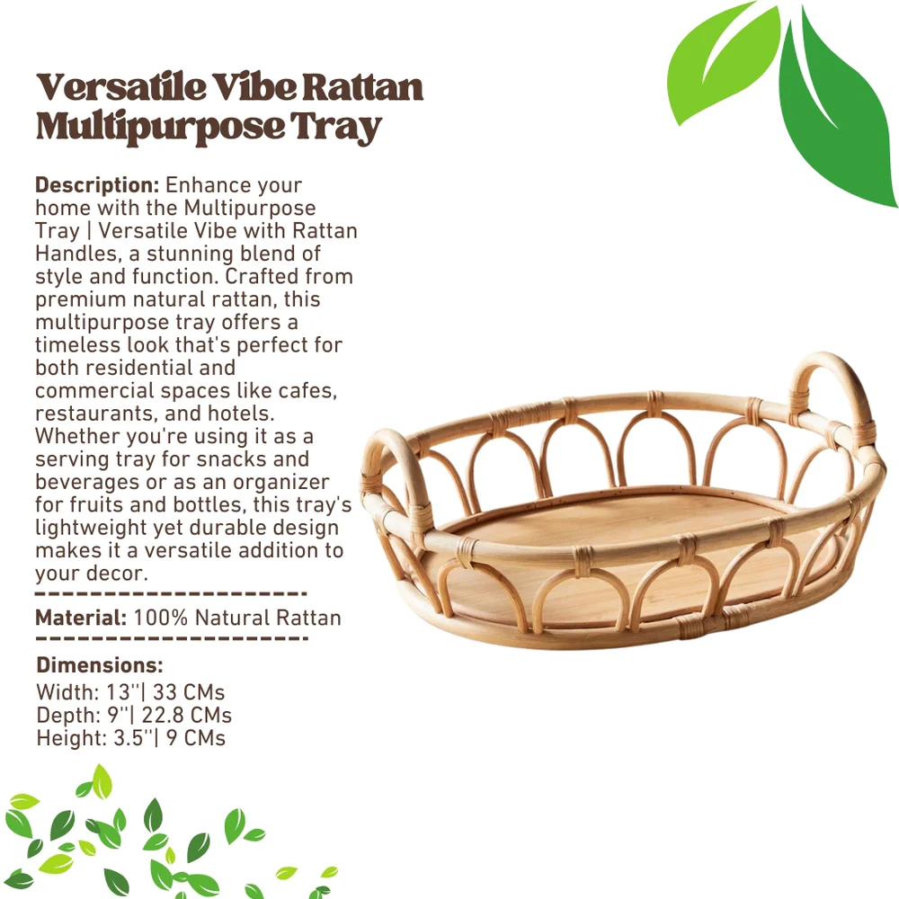 Multipurpose Tray | Versatile Vibe with Rattan Handles