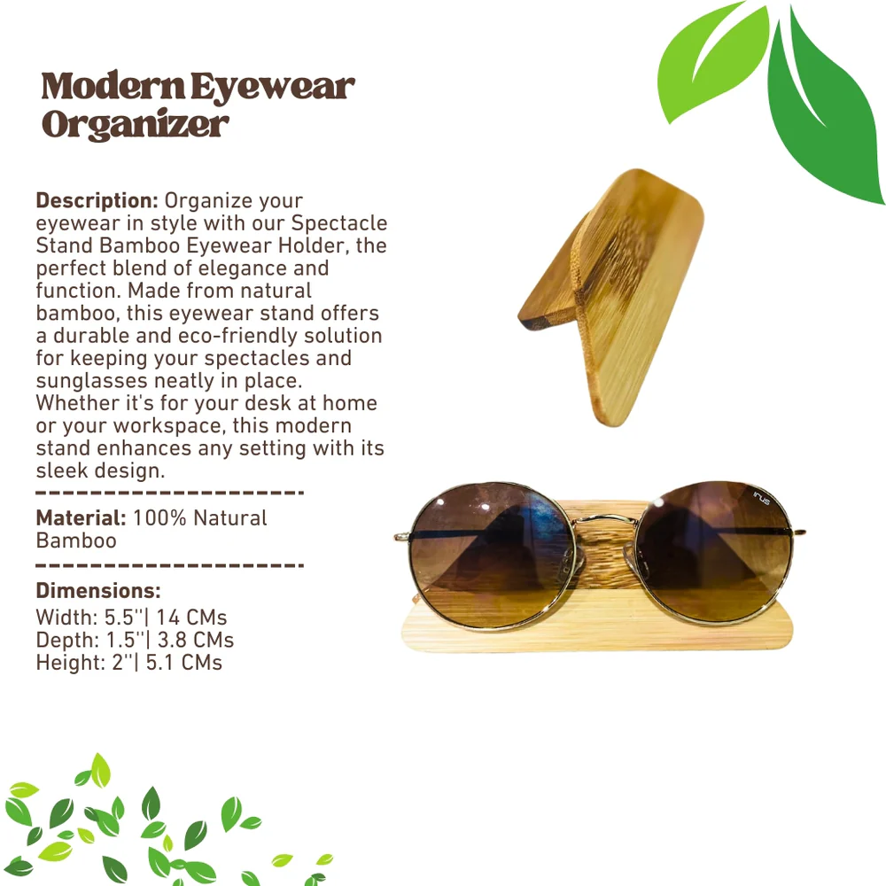 Spectacle Stand Bamboo Eyewear Holder | Modern Desk Organizer