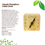 Table Clock Bamboo Desk Timepiece | Minimalist Decor