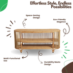 Console Table with Rattan Shelving for Entertainment Spaces