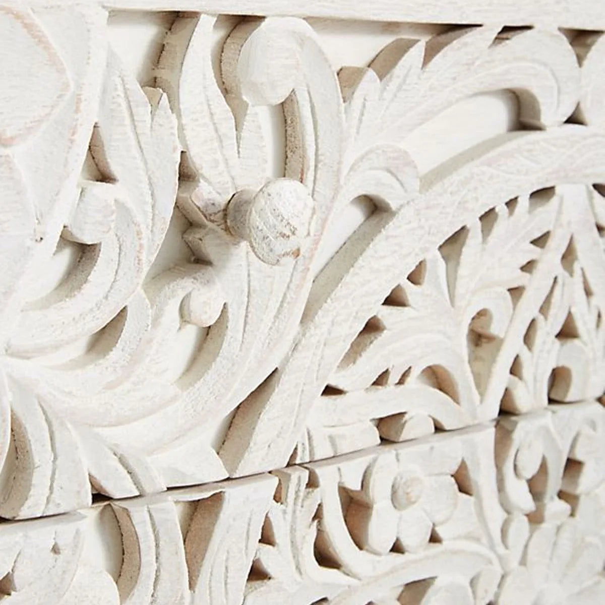 Beautifully Handcarved 3-Drawer White Chest of Drawers