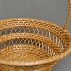 Rooted Bloom - Curved Handle Rattan Basket