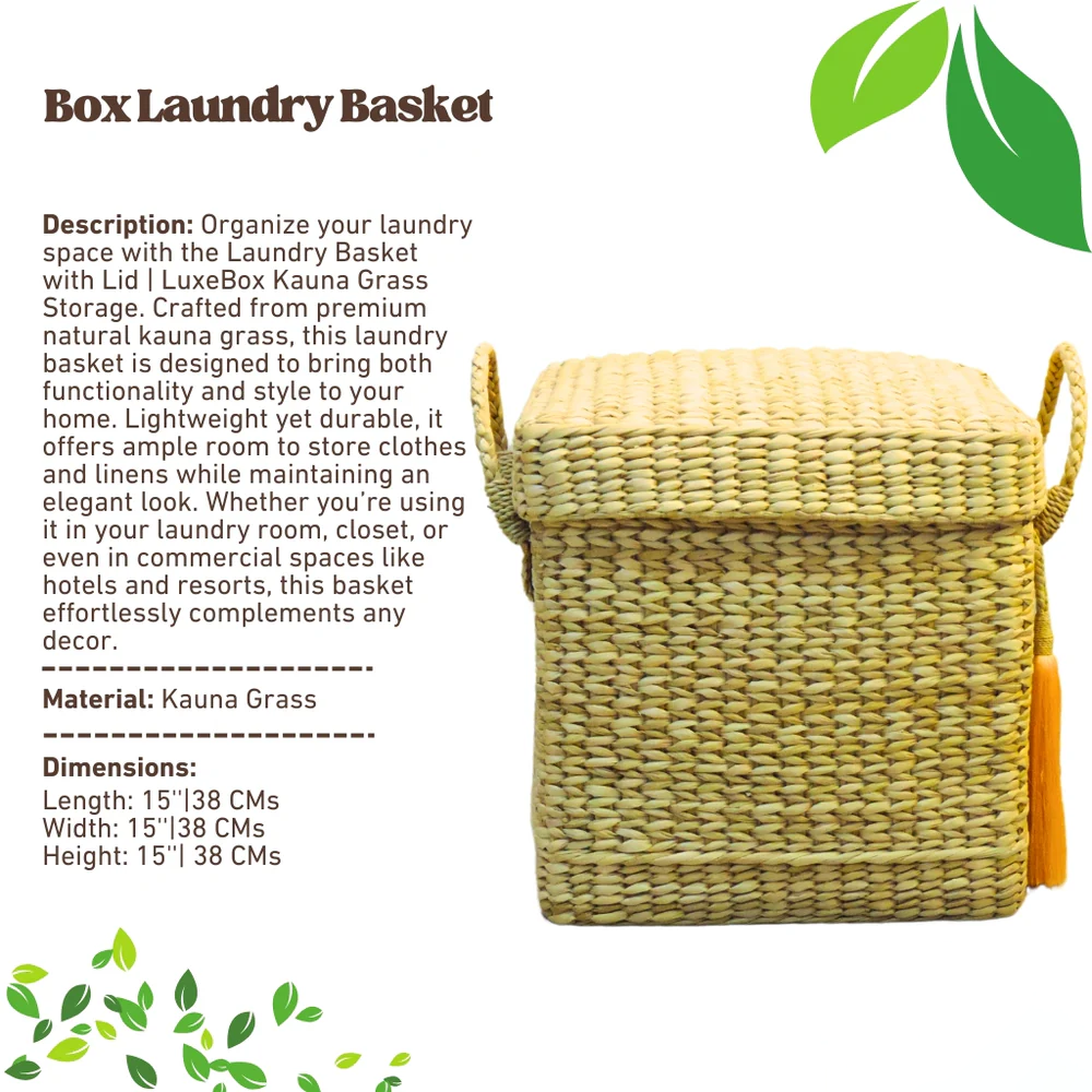 Laundry Basket with Lid | LuxeBox Kauna Grass Storage