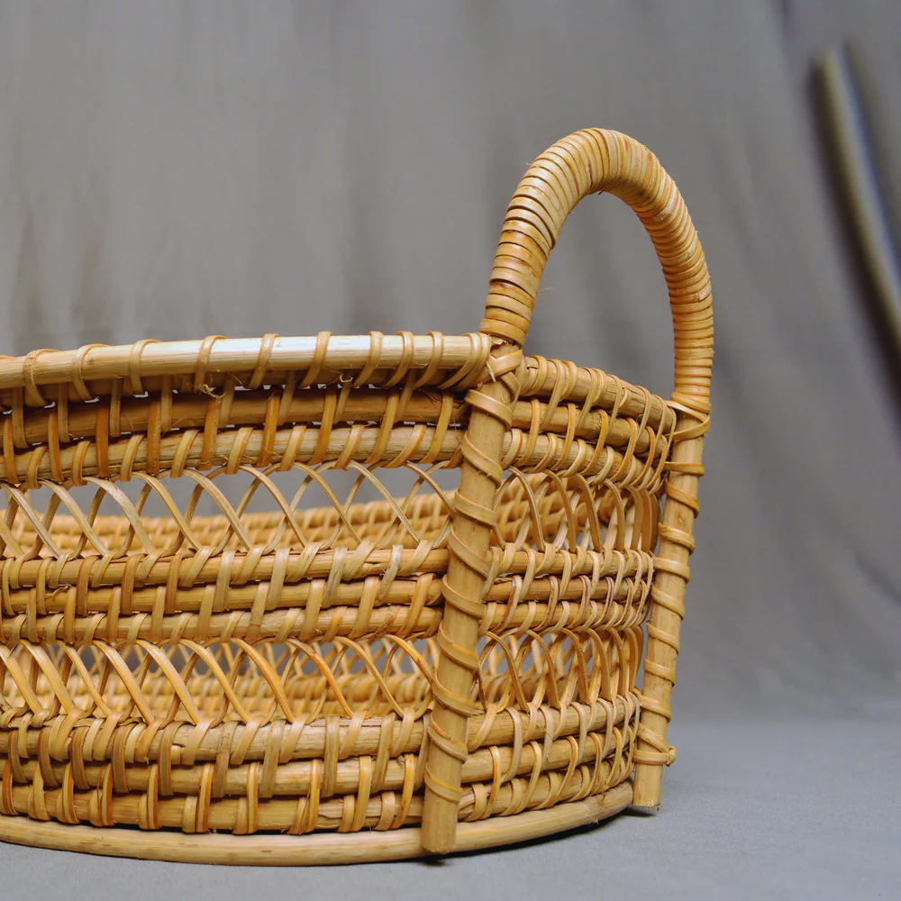 Drift Stash - Oval Rattan Basket with Dual Loop Handles