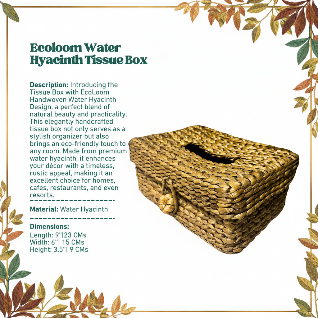 Tissue Box with EcoLoom Handwoven Water Hyacinth Design