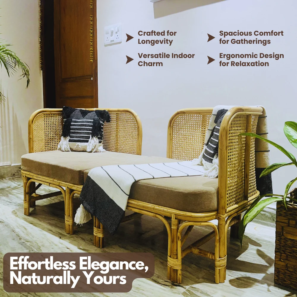 Three Seater Sofa with Whimsy Rattan Design