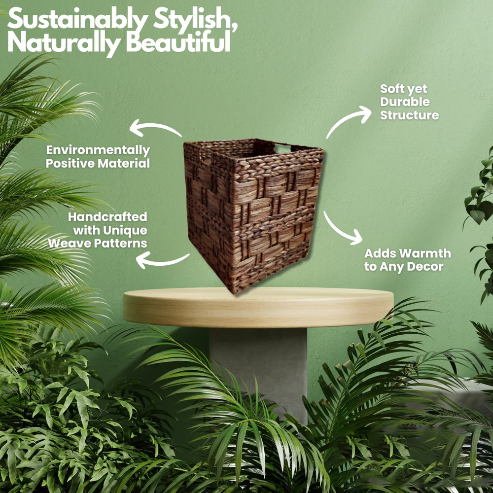 Planter with Woven Water Hyacinth and Steel Frame