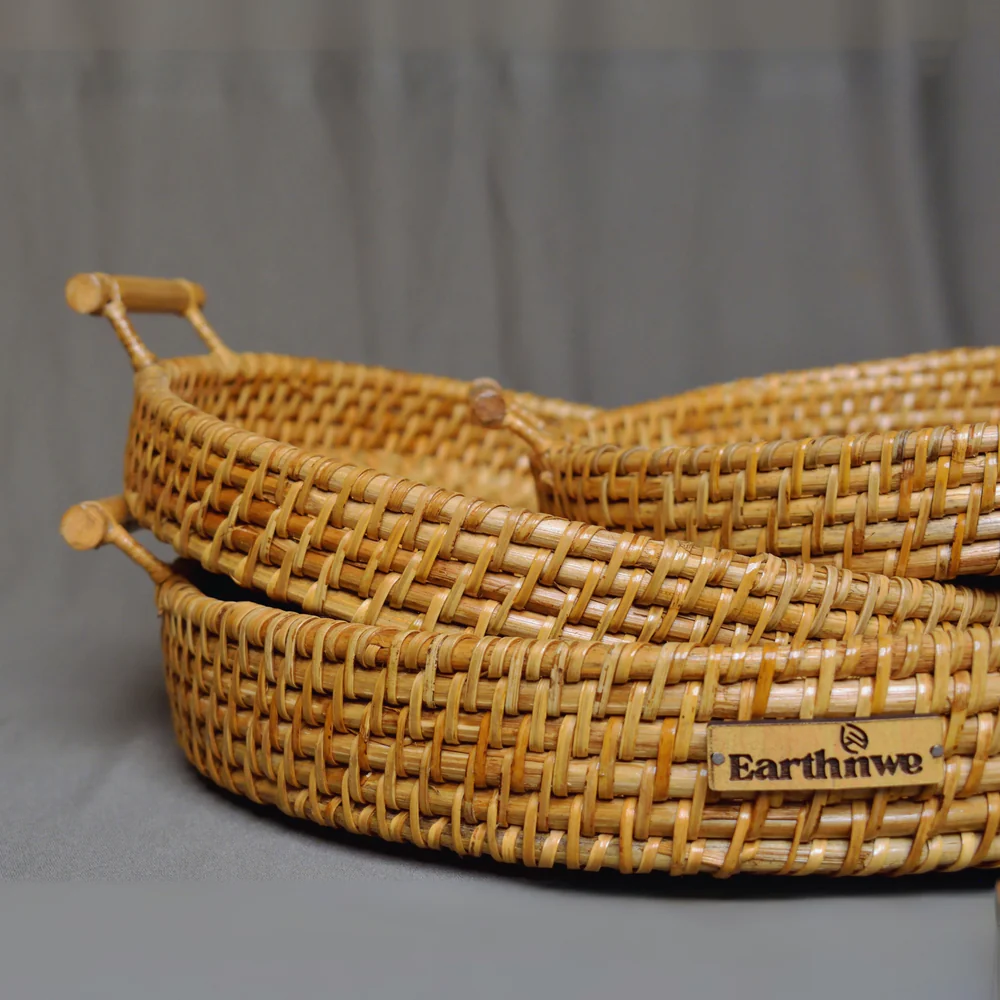 Earth Nest - Eco Nesting Rattan Trays for Modern Indian Homes (Set of 3)