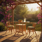 Dining Table Set with Twisted Twine Rattan Table and Chairs (Excluding Glass)