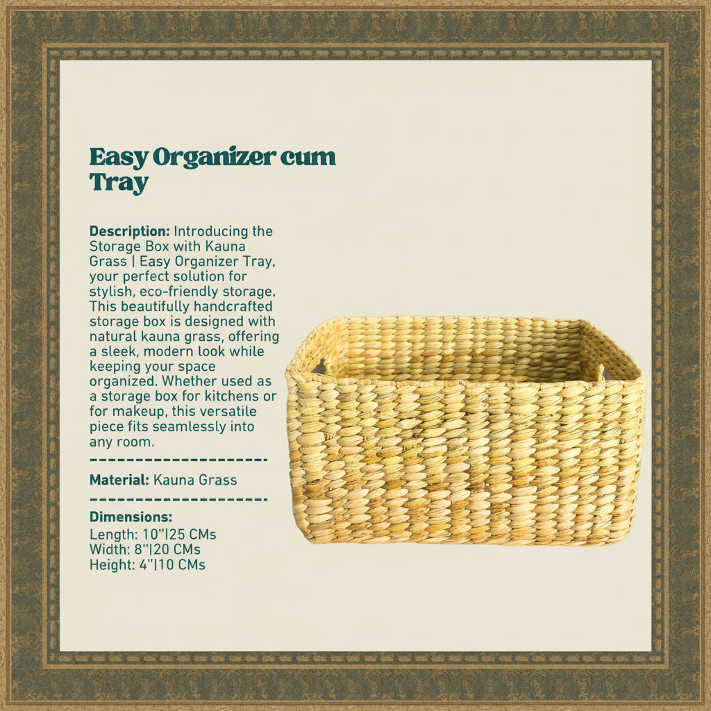 Storage Box with Kauna Grass | Easy Organizer Tray