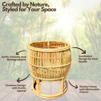 Round Rattan Planter for Indoor & Outdoor Decor