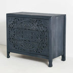 Premium Handcarved 3-Drawer Indigo Chest of Drawer