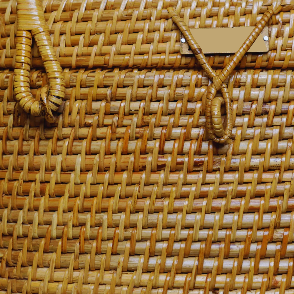 Borough - Lidded Oval Rattan Utility Basket with Dual Handles