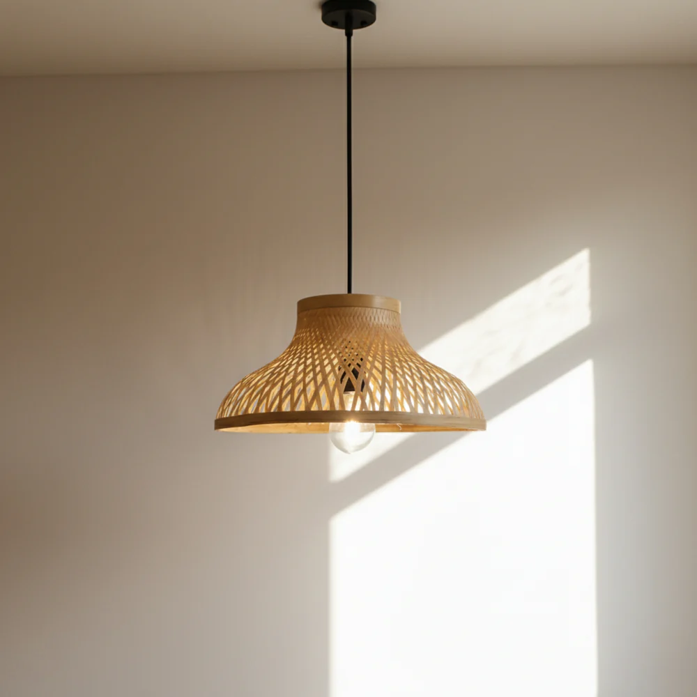 EcoLoom Bamboo Hanging Lamp - Flared Lattice Pendant