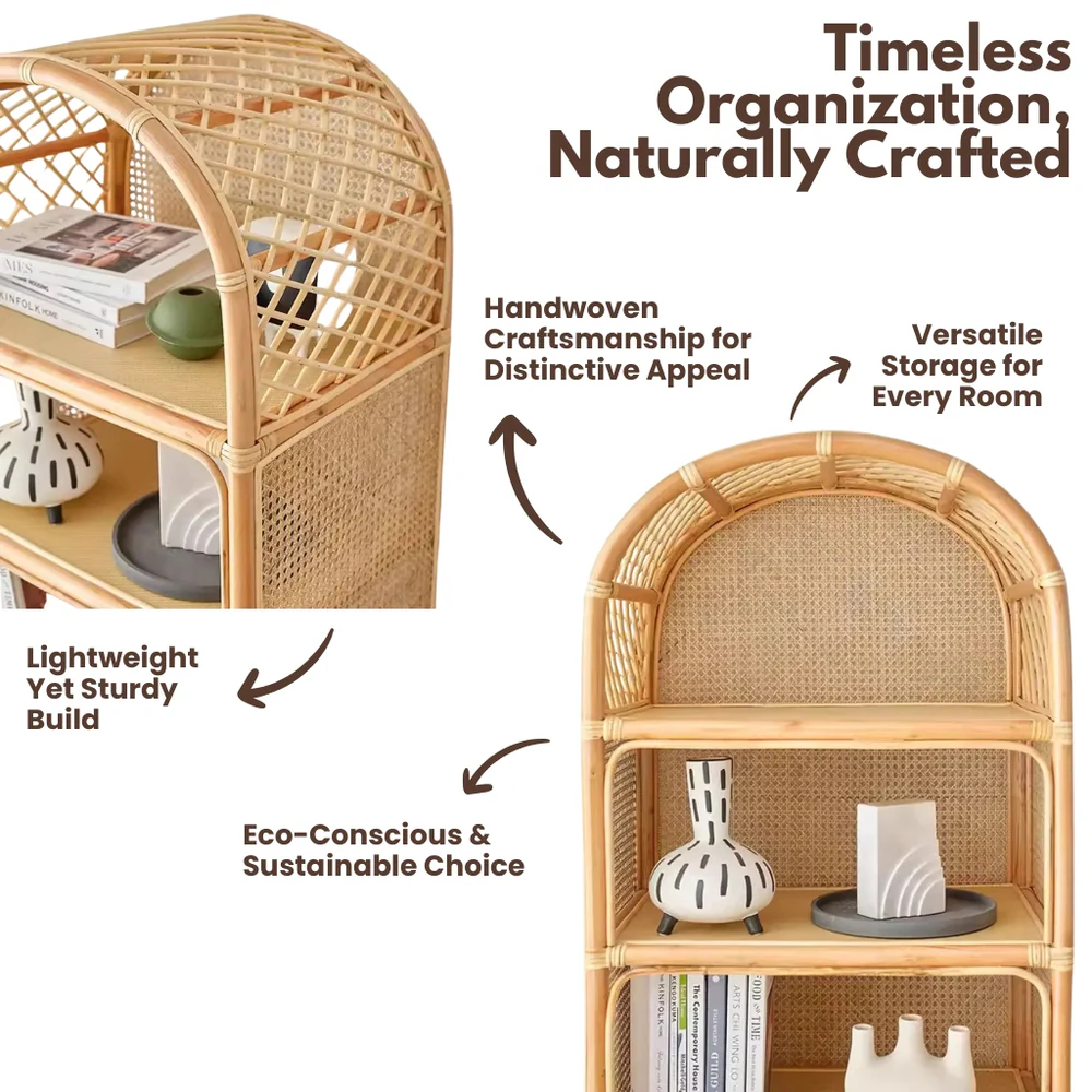 Storage Rack with Weave Wonder Natural Rattan Shelves
