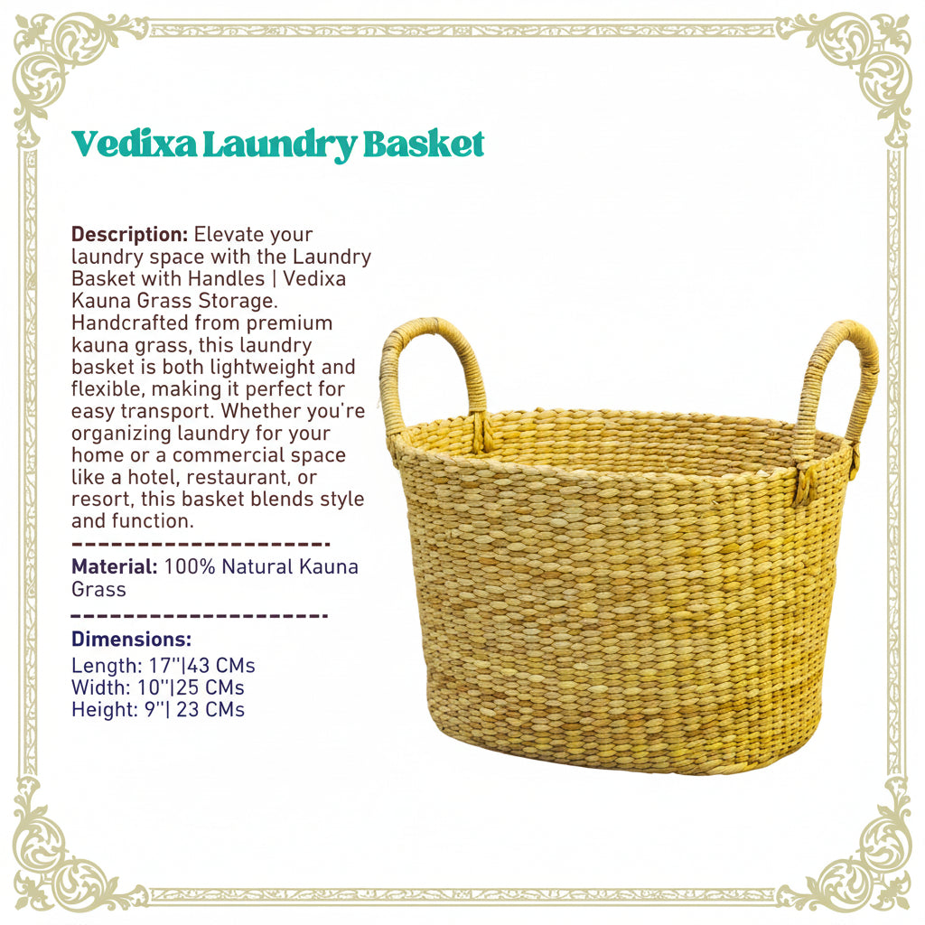 Laundry Basket with Handles | Vedixa Kauna Grass Storage