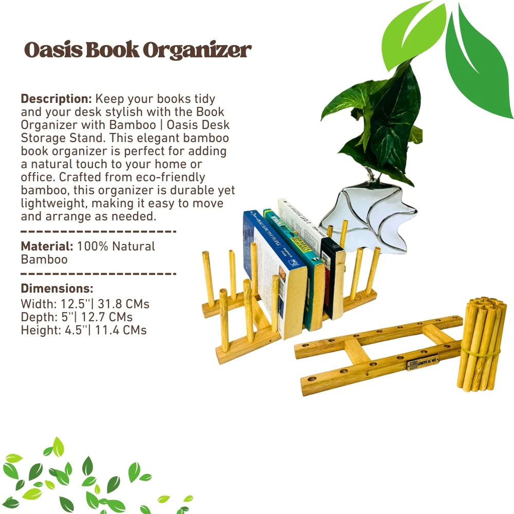 Book Organizer with Bamboo | Oasis Desk Storage Stand