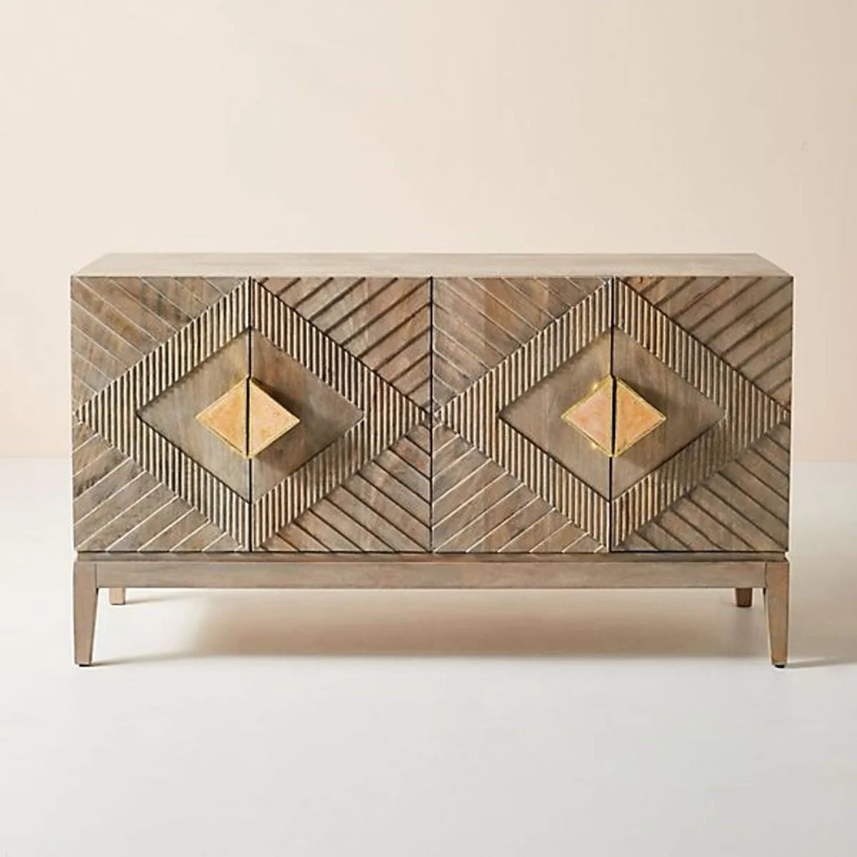 Handcarved Sunrise Sideboard in Washed Grey