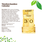 Table Calendar Bamboo Desk Organizer | Timeless Eco Decor
